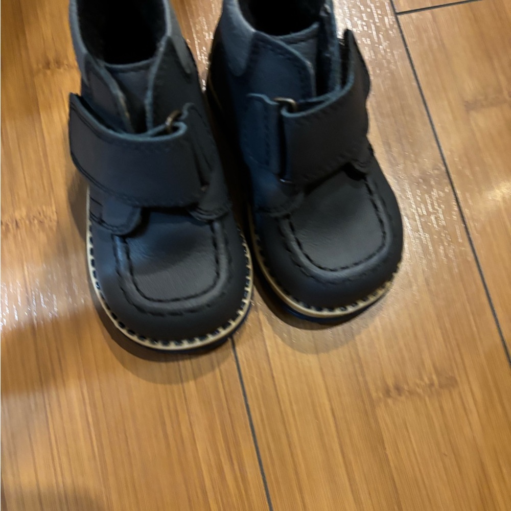 Kids Black Leather Boots